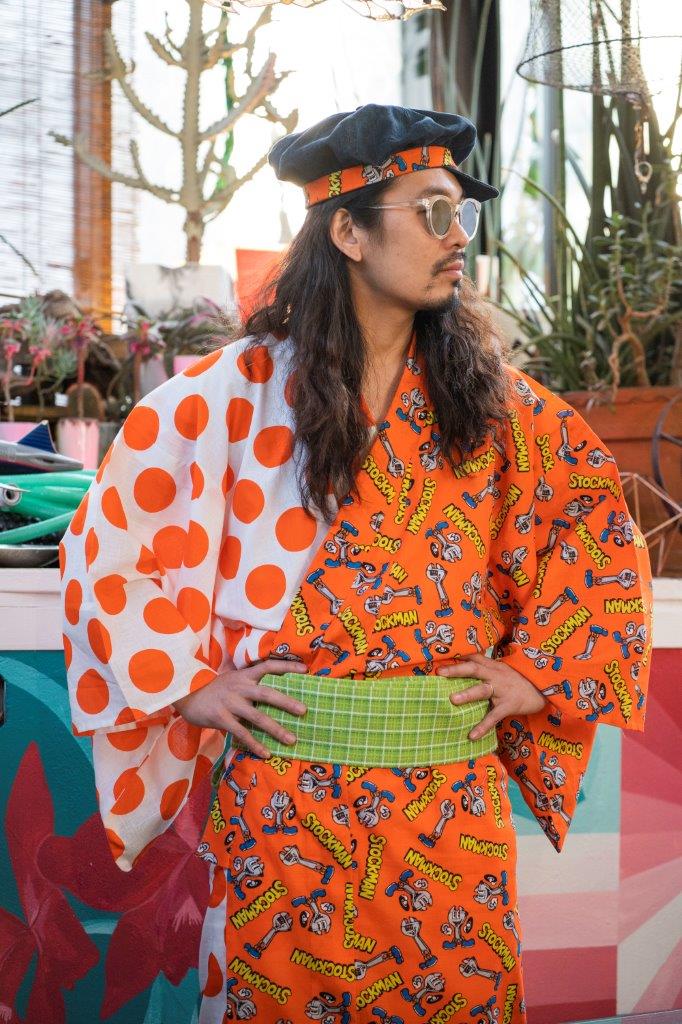 STOCKMAN コラボ浴衣 ORANGE片身替 – ROBE JAPONICA ONLINE SHOP
