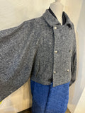 Bicolor coat - wool GR w/ BLUE boa-fleece