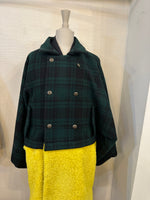 Bicolor coat - wool GRN w/ YELLOW boa-fleece