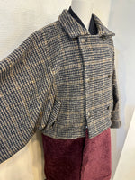 Bicolor coat - wool BR w/ WINE RED boa-fleece