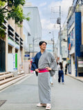デニムヒッコリー着物　片身替