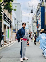 デニムヒッコリー着物　片身替