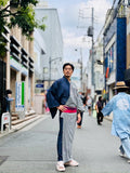デニムヒッコリー着物　片身替