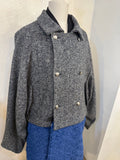 Bicolor coat - wool GR w/ BLUE boa-fleece