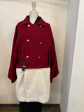 Bicolor coat - wool RD w/ WHITE boa-fleece