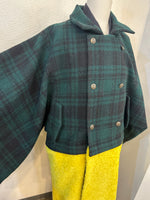 Bicolor coat - wool GRN w/ YELLOW boa-fleece