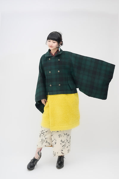 Bicolor coat - wool GRN w/ YELLOW boa-fleece