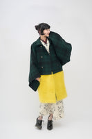 Bicolor coat - wool GRN w/ YELLOW boa-fleece