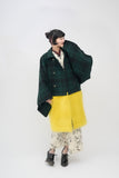 Bicolor coat - wool GRN w/ YELLOW boa-fleece