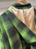 フーディー長羽織　グリーンチェック シャンパンゴールド