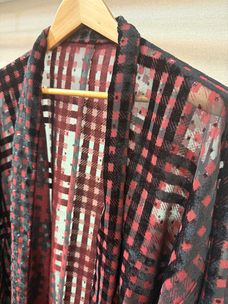 レッドチェックオパールベルベット