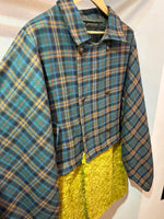 Bicolor coat - wool GRN w/ MUSTARD boa-fleece