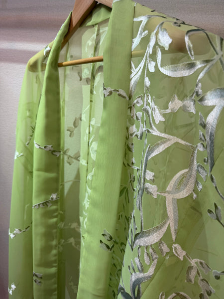 グリーン花柄オパールベルベット