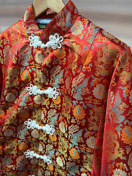 チャイナコート　鳳凰と龍 RED