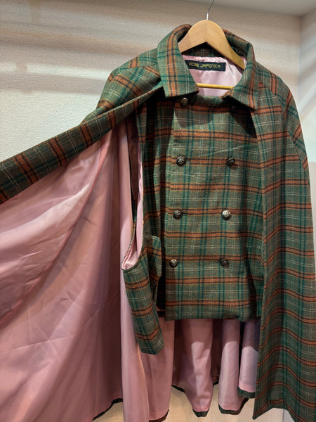 Inverness coat  green check /pink