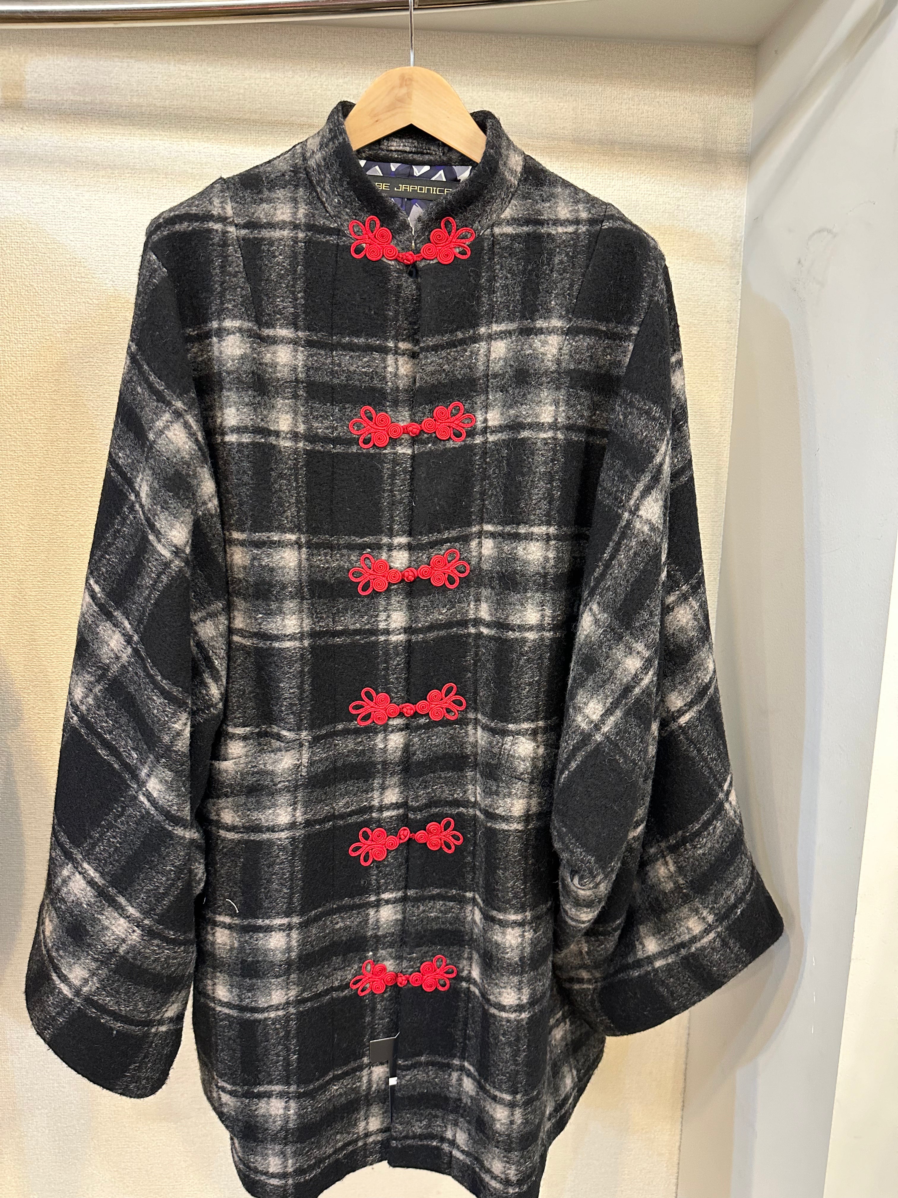 China coat - WOOL BK GR/BL チャイナキモノコート – ROBE