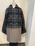 Bicolor coat - wool BK w/ BROWN boa-fleece