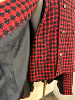 Inverness coat SHORT  -tweed RED BLACK