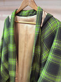 フーディー長羽織　グリーンチェック シャンパンゴールド