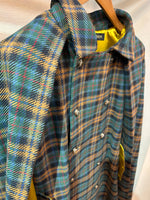 Inverness coat LONG  -BL GRN/MUSTARD