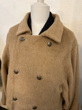 Bicolor coat - wool BEIGE w/ KHAKI boa-fleece