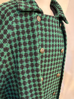 Inverness coat SHORT  -tweed GREEN BLACK
