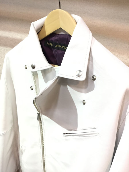 Moto jacket leather haori WHITE ライダースジャケット