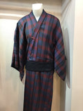 Kimono checked wool blue