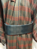 Kimono checked wool khaki