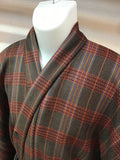 Kimono checked wool khaki