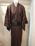 Kimono checked wool khaki