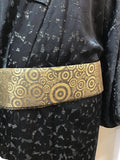 Kimono black double chiffon black dot and geometric