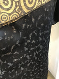 Kimono black double chiffon black dot and geometric