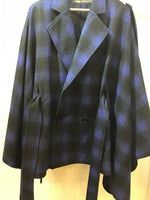 Trench cape coat  BLUE X BLACK CHECK