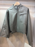Moto jacket single leather haori GRAY ライダースジャケット