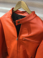 Moto jacket single leather haori ORANGE ライダースジャケット